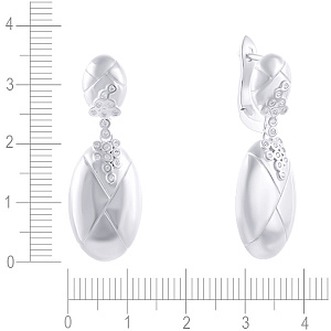 Серьги с английским замком из серебра с фианитом