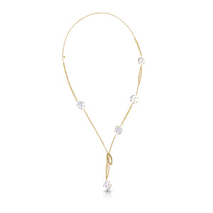 Колье из желтого золота с бриллиантами, жемчугом