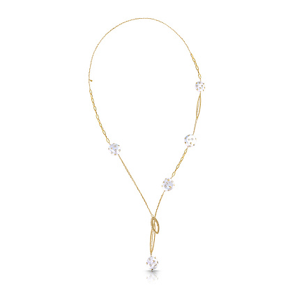 Колье из желтого золота с бриллиантами, жемчугом