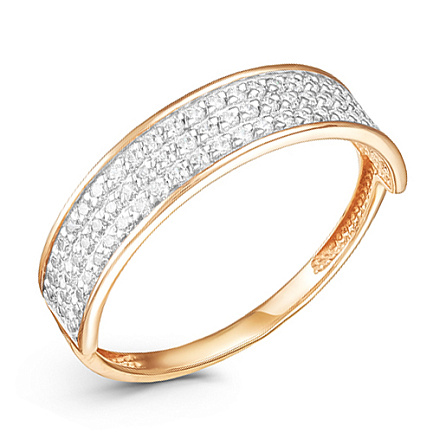 Кольцо из красного золота с фианитами