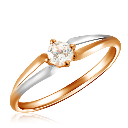 Кольцо из красного золота с фианитом