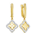 Серьги с английским замком из желтого золота с бриллиантами