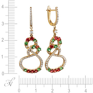 Серьги с английским замком из желтого золота с сапфиром