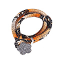 Браслет декоративный из серебра с кожей