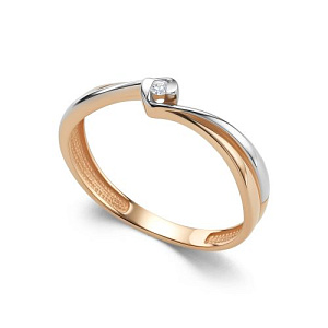 Кольцо из красного золота с бриллиантом