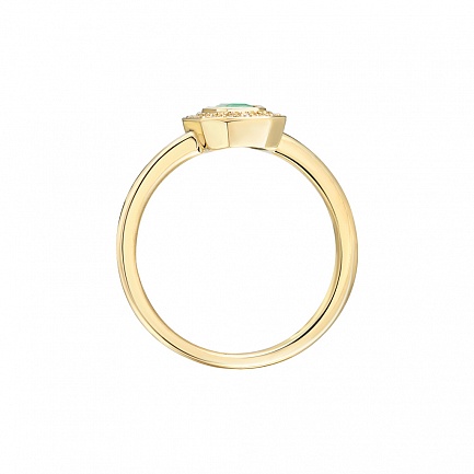 Кольцо из желтого золота с бриллиантами, изумрудом