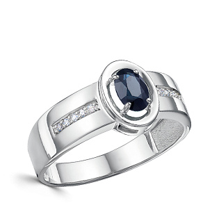 Кольцо из белого золота с сапфиром