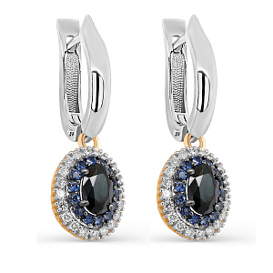 Серьги с английским замком из желтого золота с бриллиантами