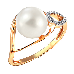 Кольцо из красного золота с фианитом