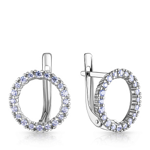 Серьги с английским замком из серебра с фианитом