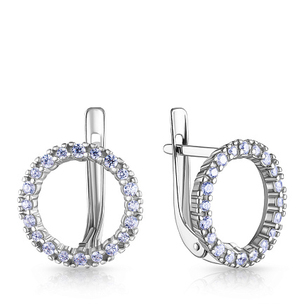 Серьги с английским замком из серебра с фианитом