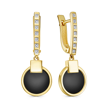 Серьги с английским замком из желтого золота с бриллиантами