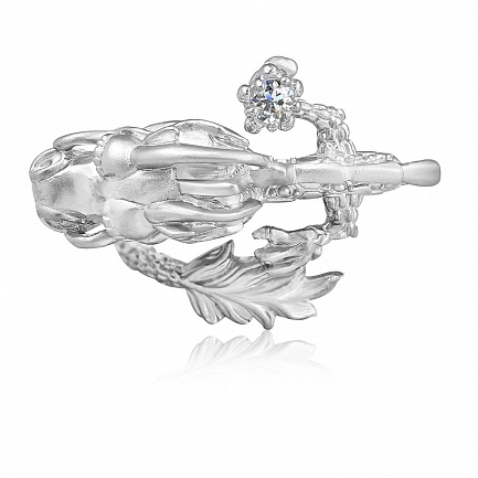 Серебряное кольцо с фианитом Дракон
