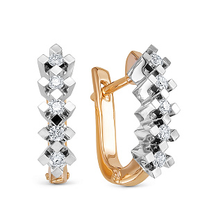 Серьги из красного золота с бриллиантом