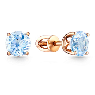 Серьги Пусеты из красного золота с топазом