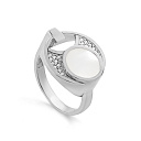 Кольцо из серебра с перламутром, фианитами