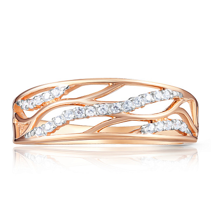 Кольцо из красного золота с фианитом