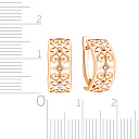 Серьги с английским замком из красного золота с фианитом