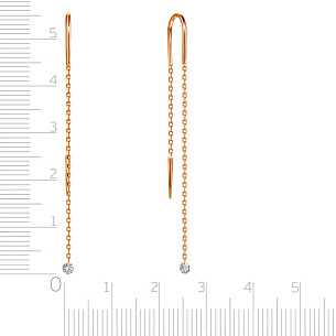 Продевки из красного золота с бриллиантами, плетение якорное