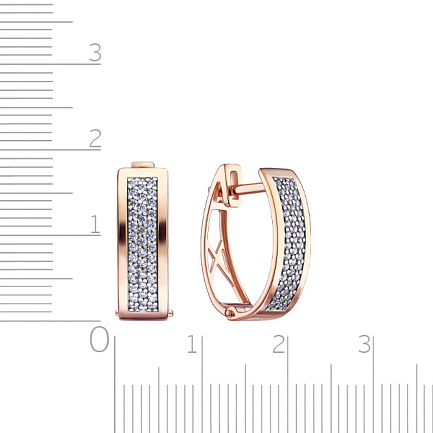 Серьги с английским замком из красного золота с фианитом