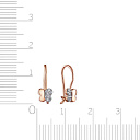 Серьги с французским замком из красного золота с фианитом