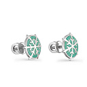 Пусеты из серебра с эмалью