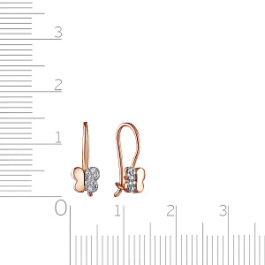 Серьги с французским замком из красного золота с фианитом