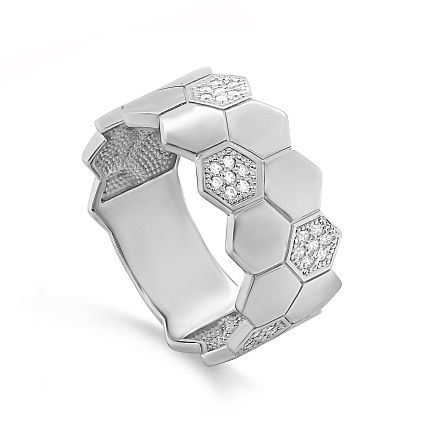 Кольцо из серебра с фианитами