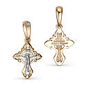 Крест из красного золота с бриллиантом