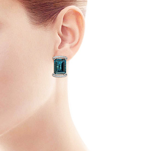 Серьги с английским замком из белого золота с бриллиантами