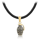 Колье из желтого золота с каучуком, фианитом