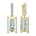 Серьги с английским замком из желтого золота с бриллиантами