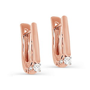 Серьги с английским замком из красного золота с бриллиантами