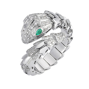 Кольцо из белого золота с изумрудом