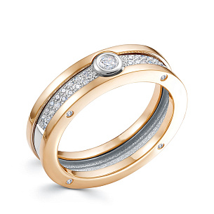 Кольцо из красного золота с бриллиантом