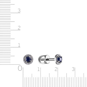 Пусеты из белого золота с бриллиантами и сапфирами