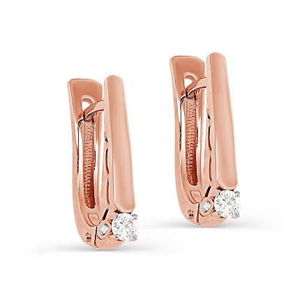 Серьги с английским замком из красного золота с бриллиантами