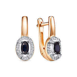 Серьги из красного золота с бриллиантами и сапфирами