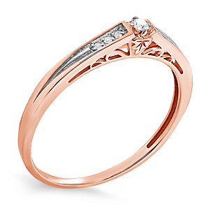 Кольцо из красного золота с бриллиантами