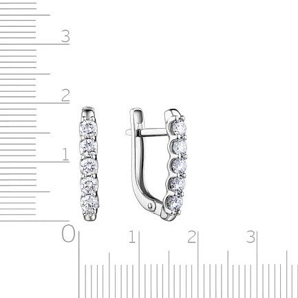 Серьги с английским замком из белого золота с бриллиантами