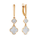 Серьги с английским замком из красного золота с фианитами