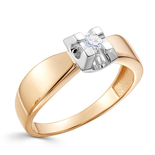 Кольцо из красного золота с бриллиантом