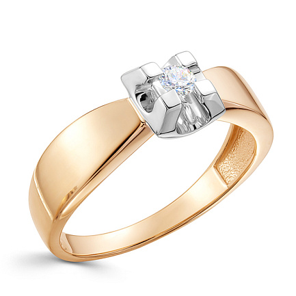 Кольцо из красного золота с бриллиантом