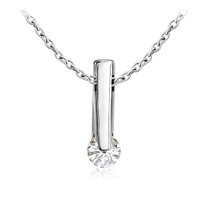 Колье из белого золота с бриллиантом, плетение якорное