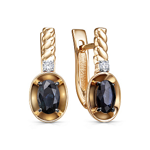 Серьги с английским замком из красного золота с сапфиром