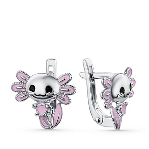 Серьги детские из серебра с эмалью