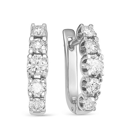 Серьги с английским замком из белого золота с бриллиантами