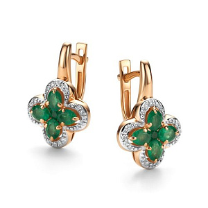 Серьги с английским замком из красного золота с бриллиантами