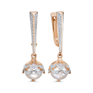 Серьги с английским замком из красного золота с бриллиантами