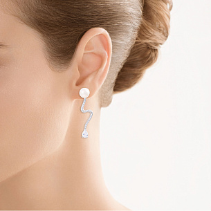 Пусеты из серебра с фианитом, жемчугом